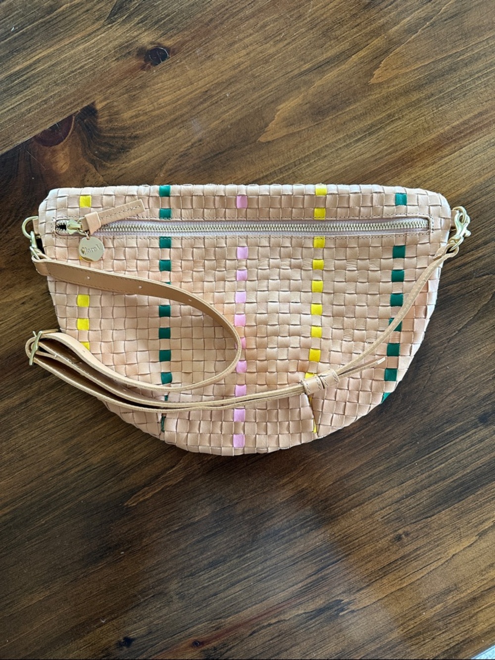 Clare V. Grande Fanny in Bisque Woven Checker